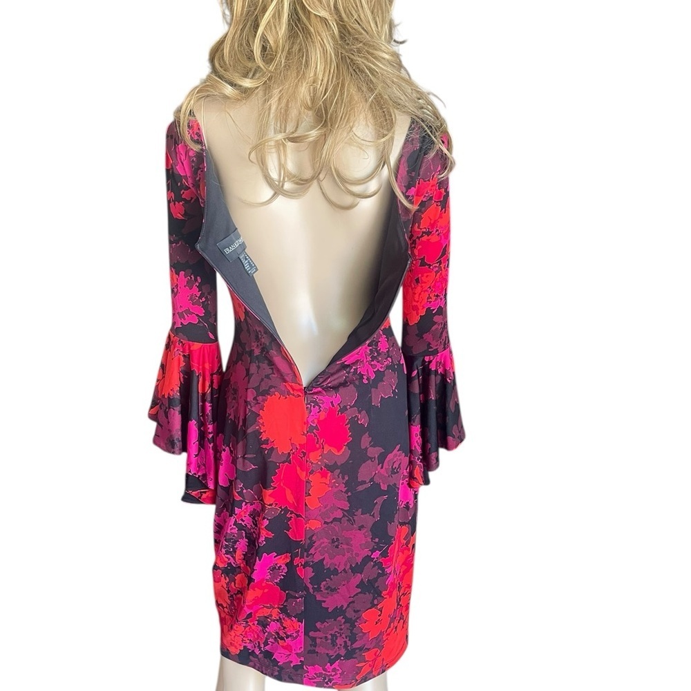 FRANK LYMAN design red/black Floral Bell-Sleeve
Sheath Dress dress size 4 - Picture 4 of 13